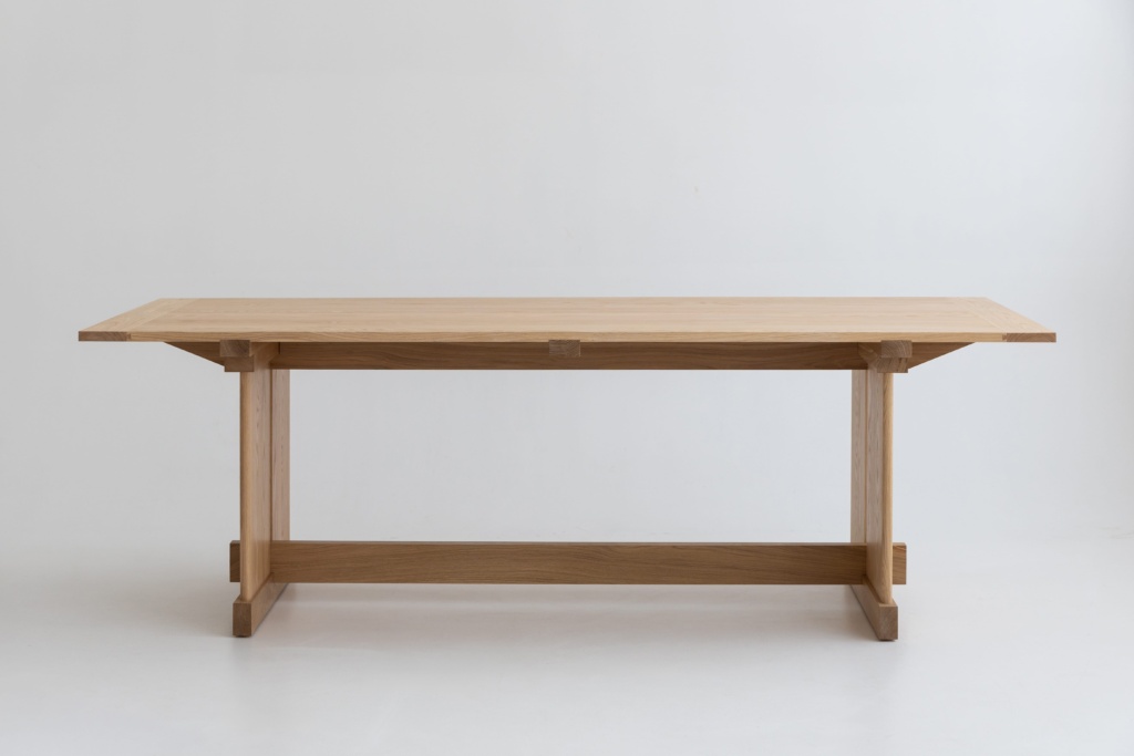 Brutalist dining table in solid oak